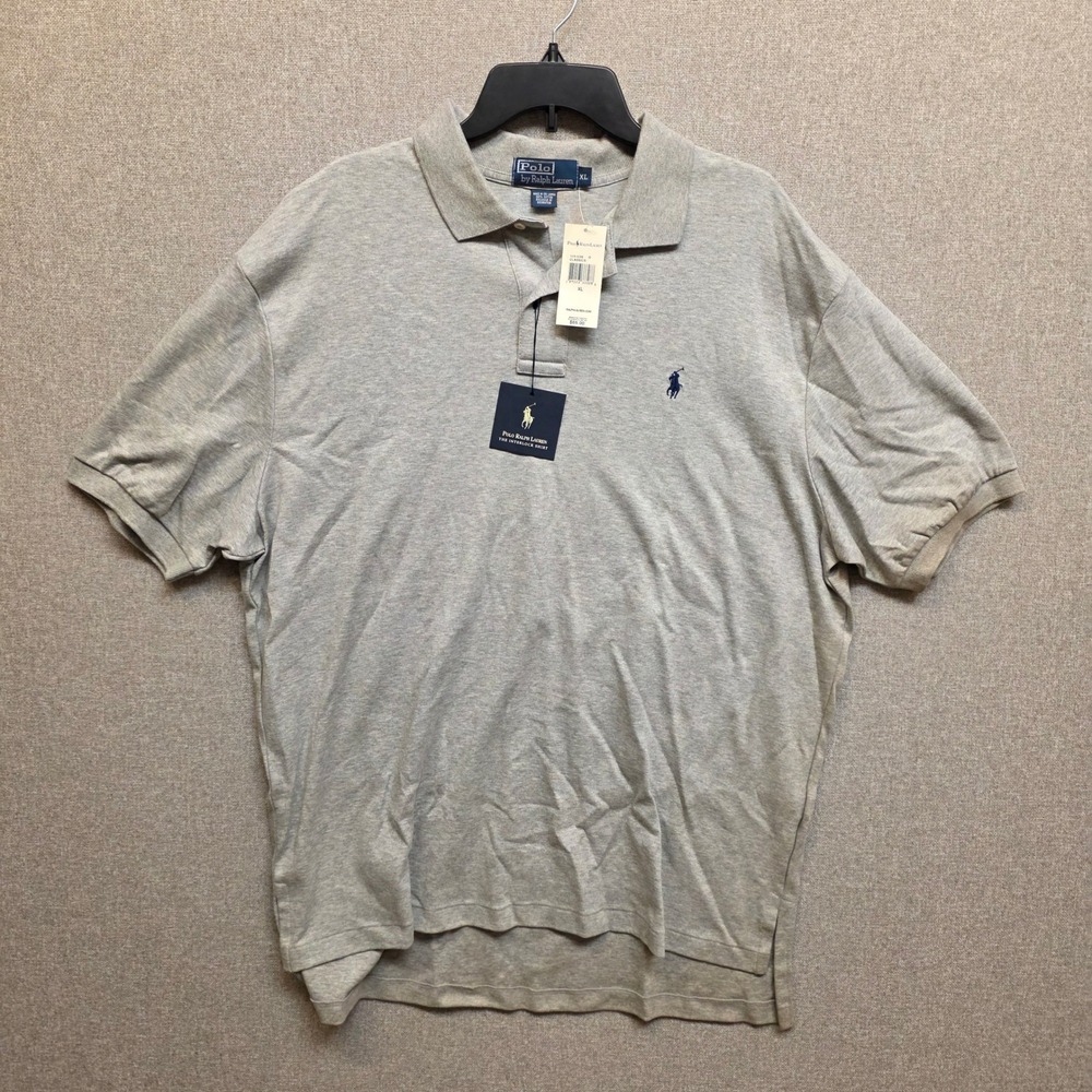 Vintage 90s Polo Ralph Lauren Mens XL Gray Interlock Polo Shirt NWT